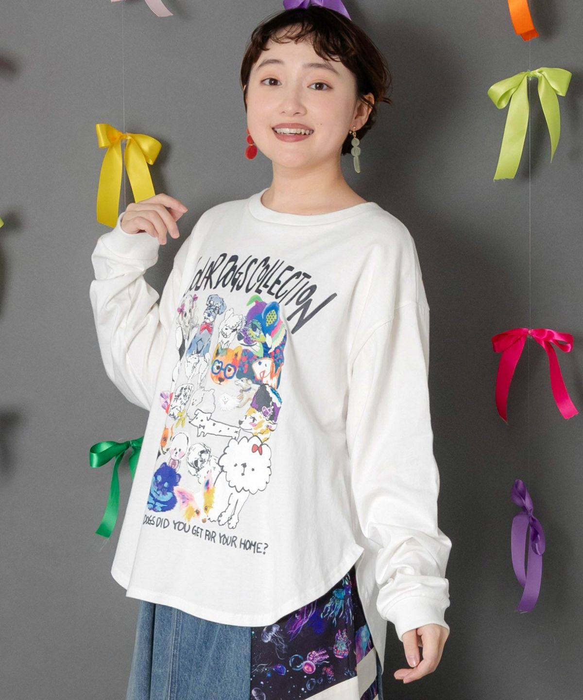 スカラーわんちゃんコレクション柄ロンT-3