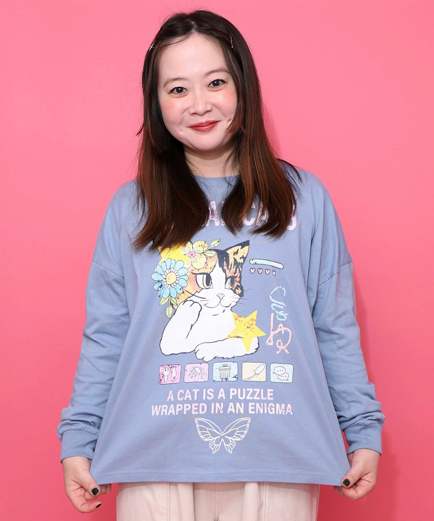 153777：ネコちゃんのデイリールーティン柄ロンTの通販-ScoLar