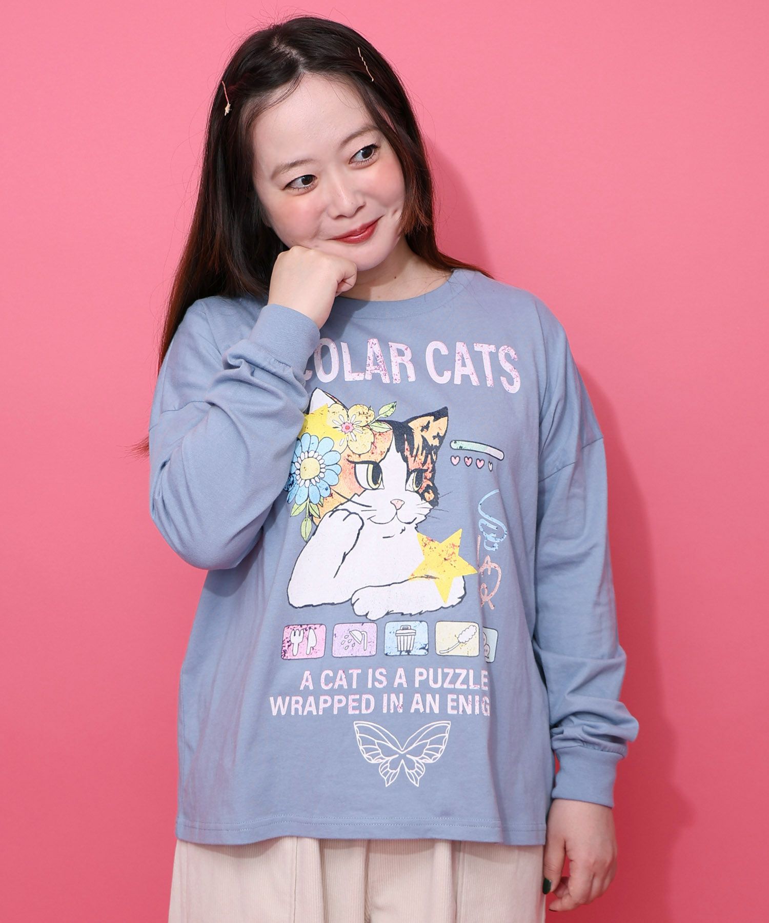 153777：ネコちゃんのデイリールーティン柄ロンTの通販-ScoLar