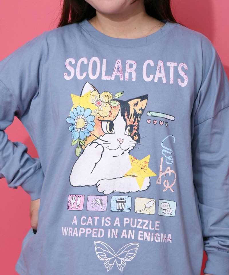 ネコちゃんのデイリールーティン柄ロンT-6