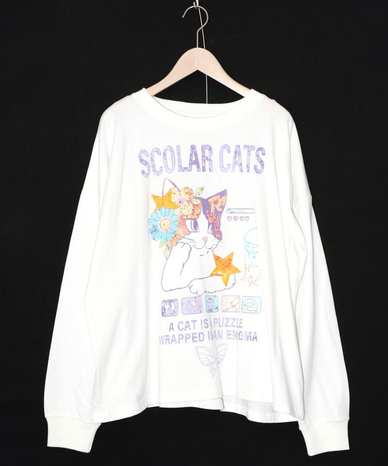 ネコちゃんのデイリールーティン柄ロンT-8