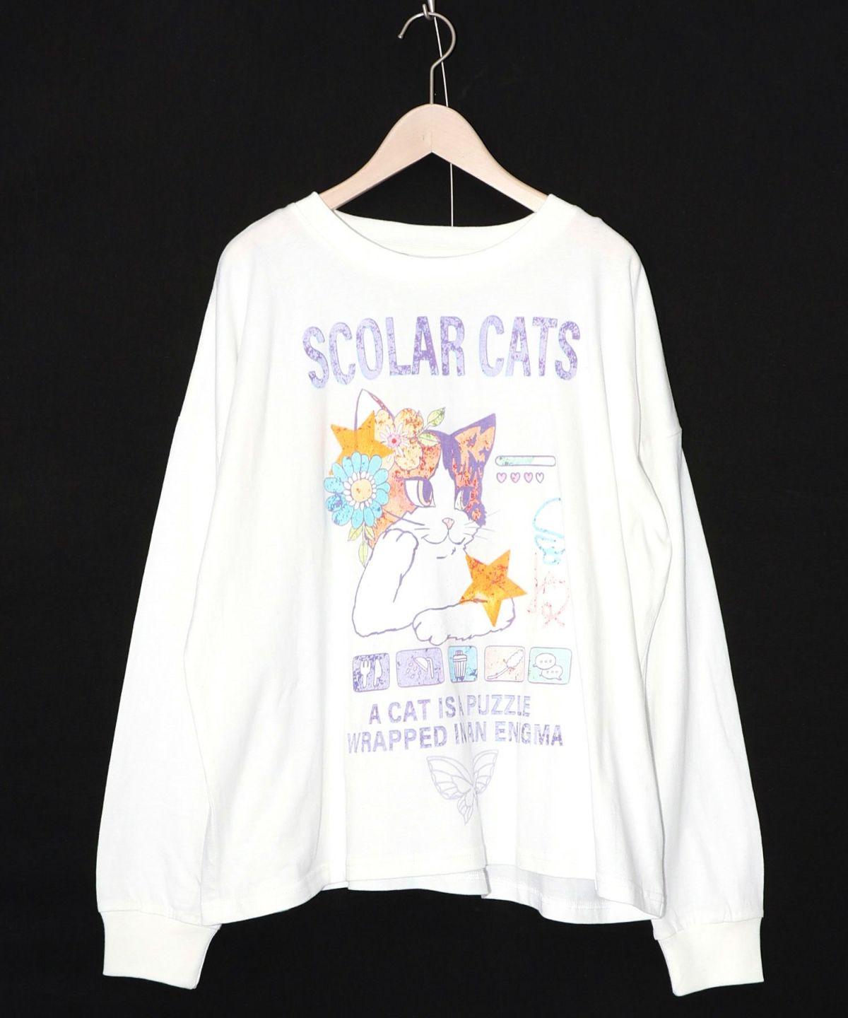 ネコちゃんのデイリールーティン柄ロンT-8