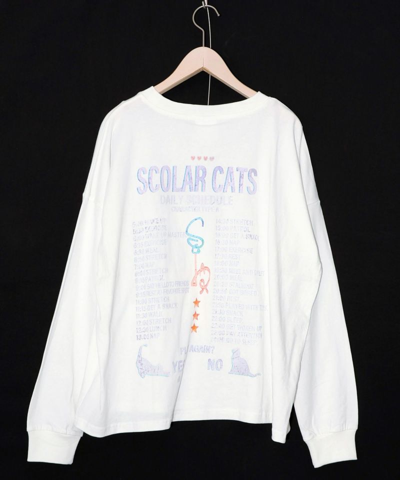 ネコちゃんのデイリールーティン柄ロンT-9