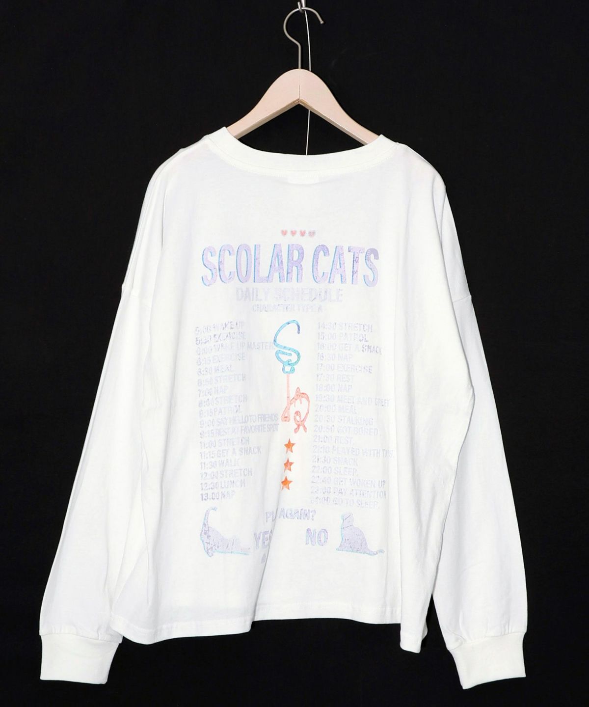 ネコちゃんのデイリールーティン柄ロンT-9