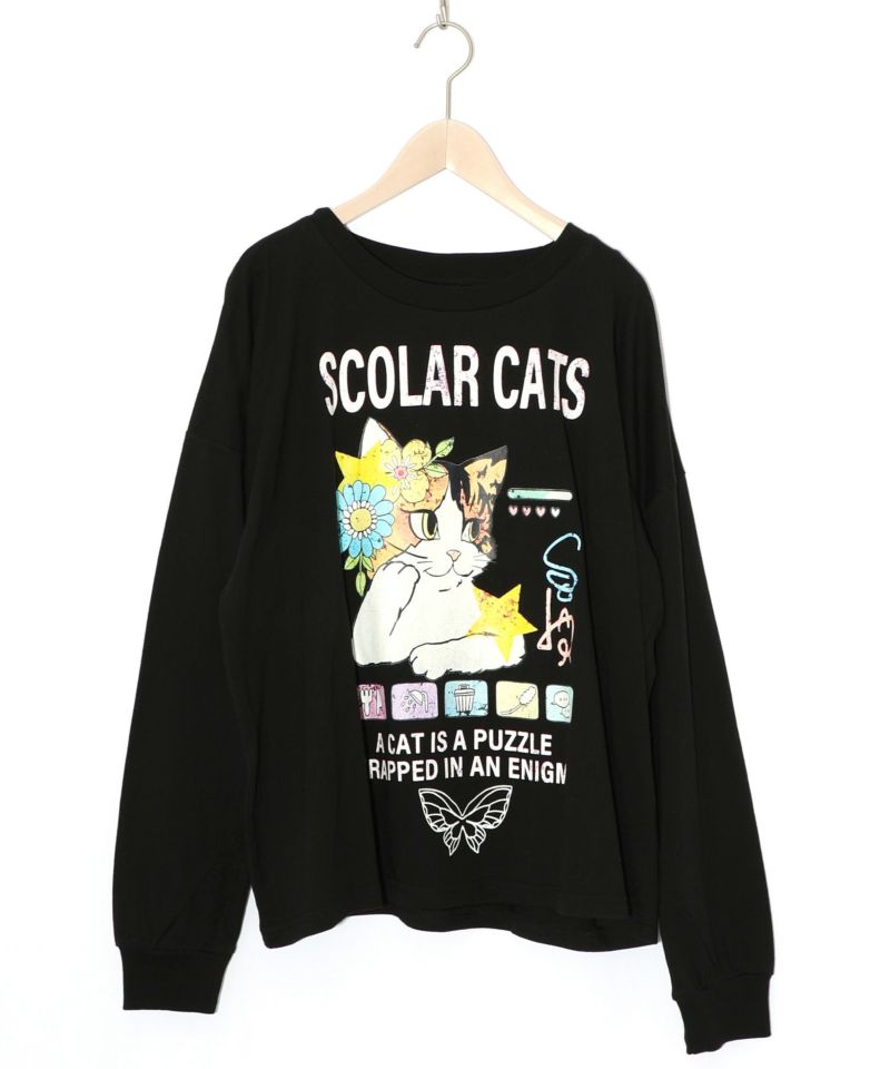 ネコちゃんのデイリールーティン柄ロンT-11