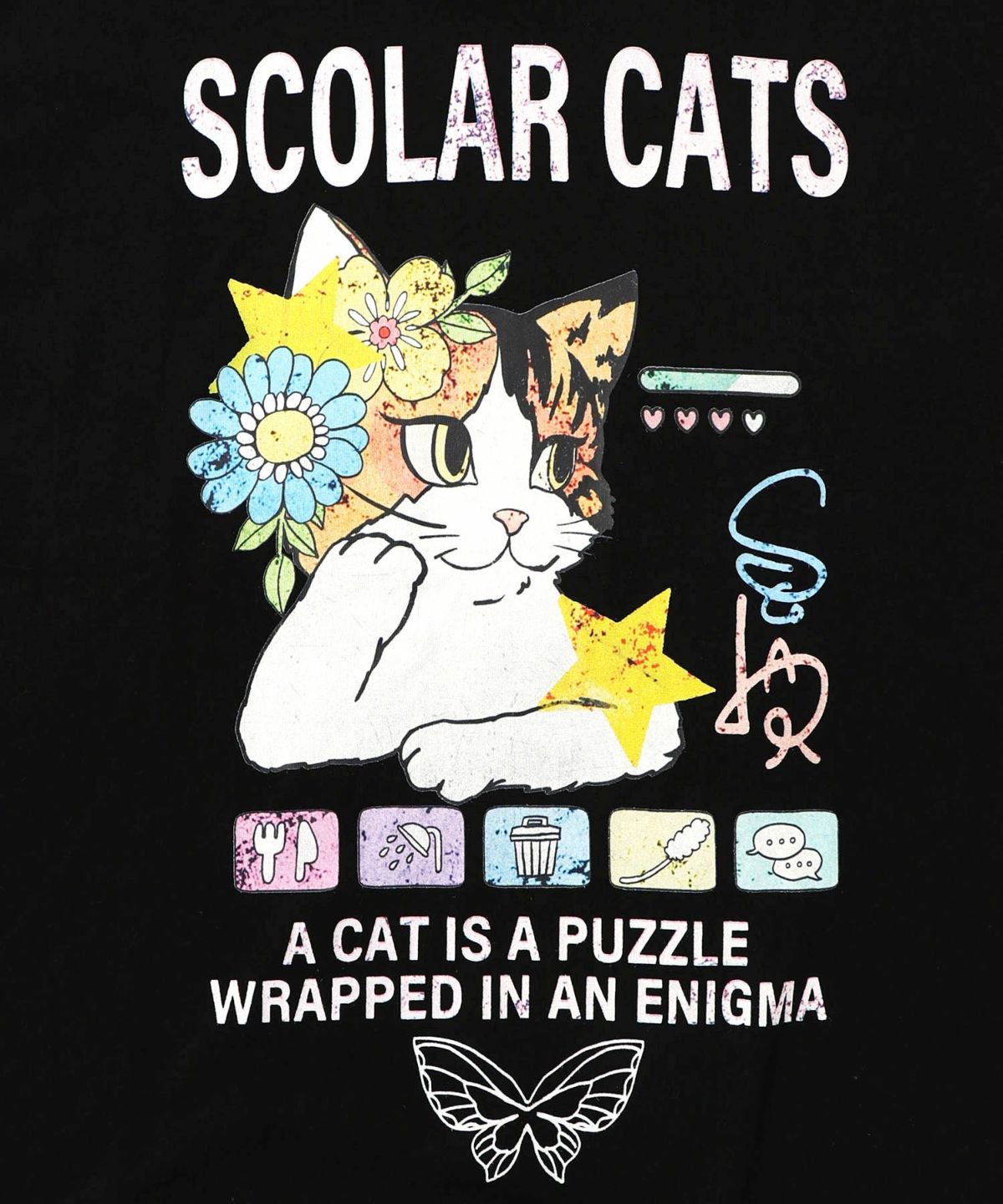 ネコちゃんのデイリールーティン柄ロンT-13