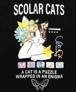 ネコちゃんのデイリールーティン柄ロンT-13