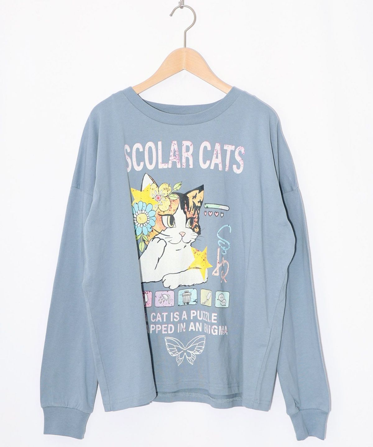 ネコちゃんのデイリールーティン柄ロンT-14