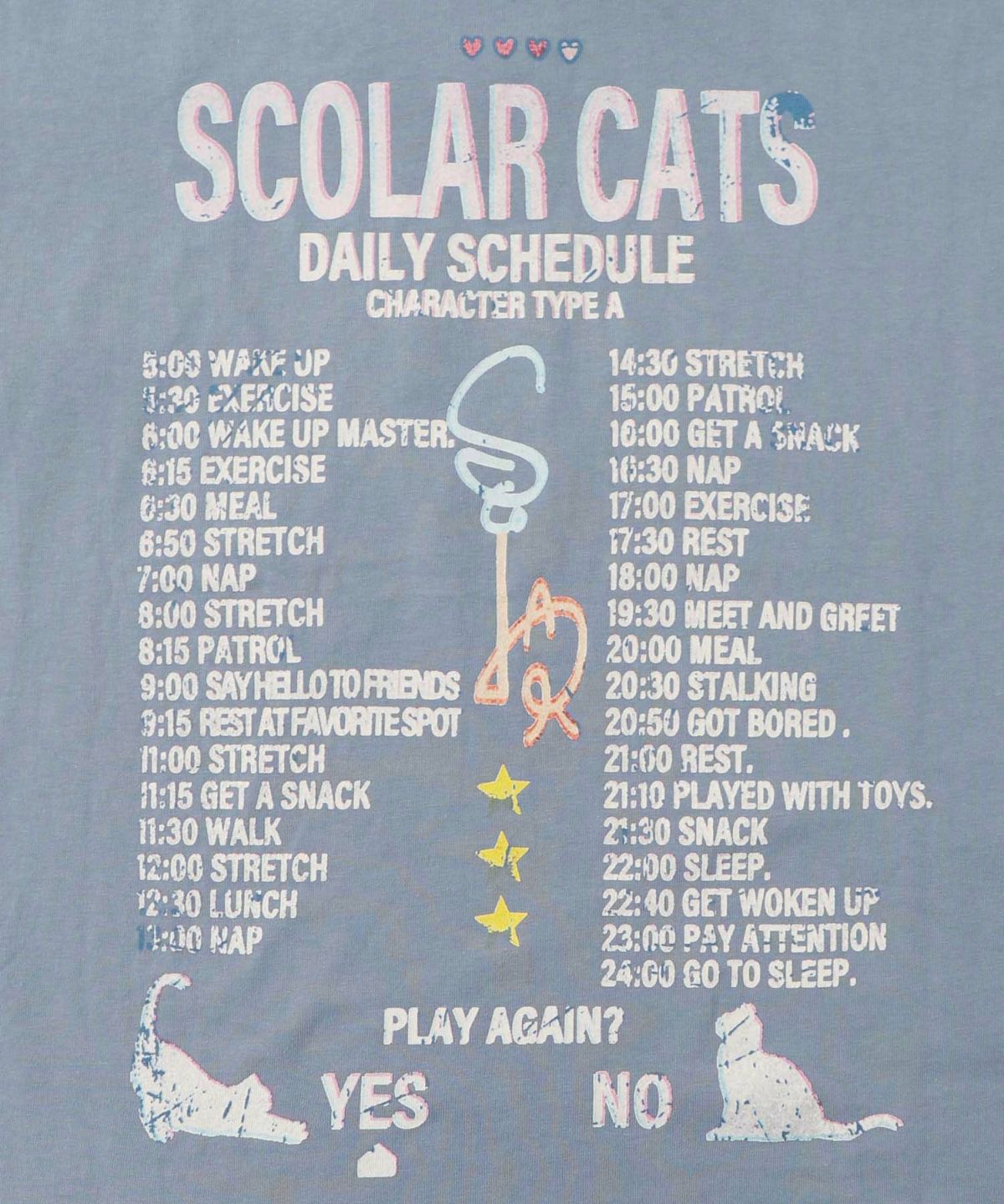 ネコちゃんのデイリールーティン柄ロンT-20