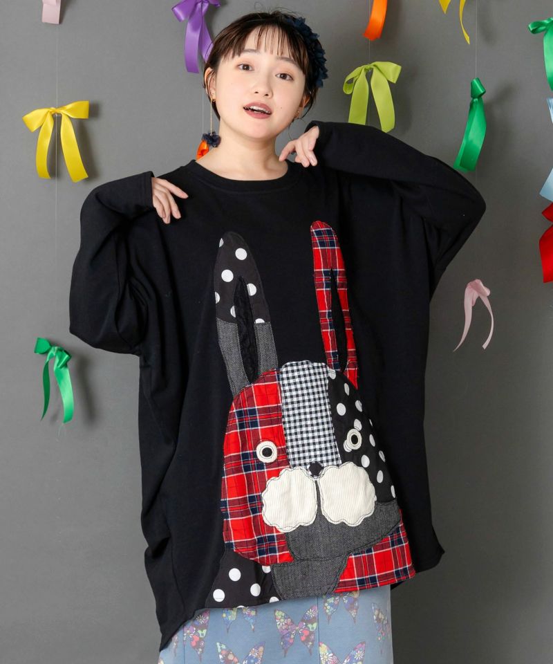 パッチワークラビルアップリケ裏毛プルオーバー-3