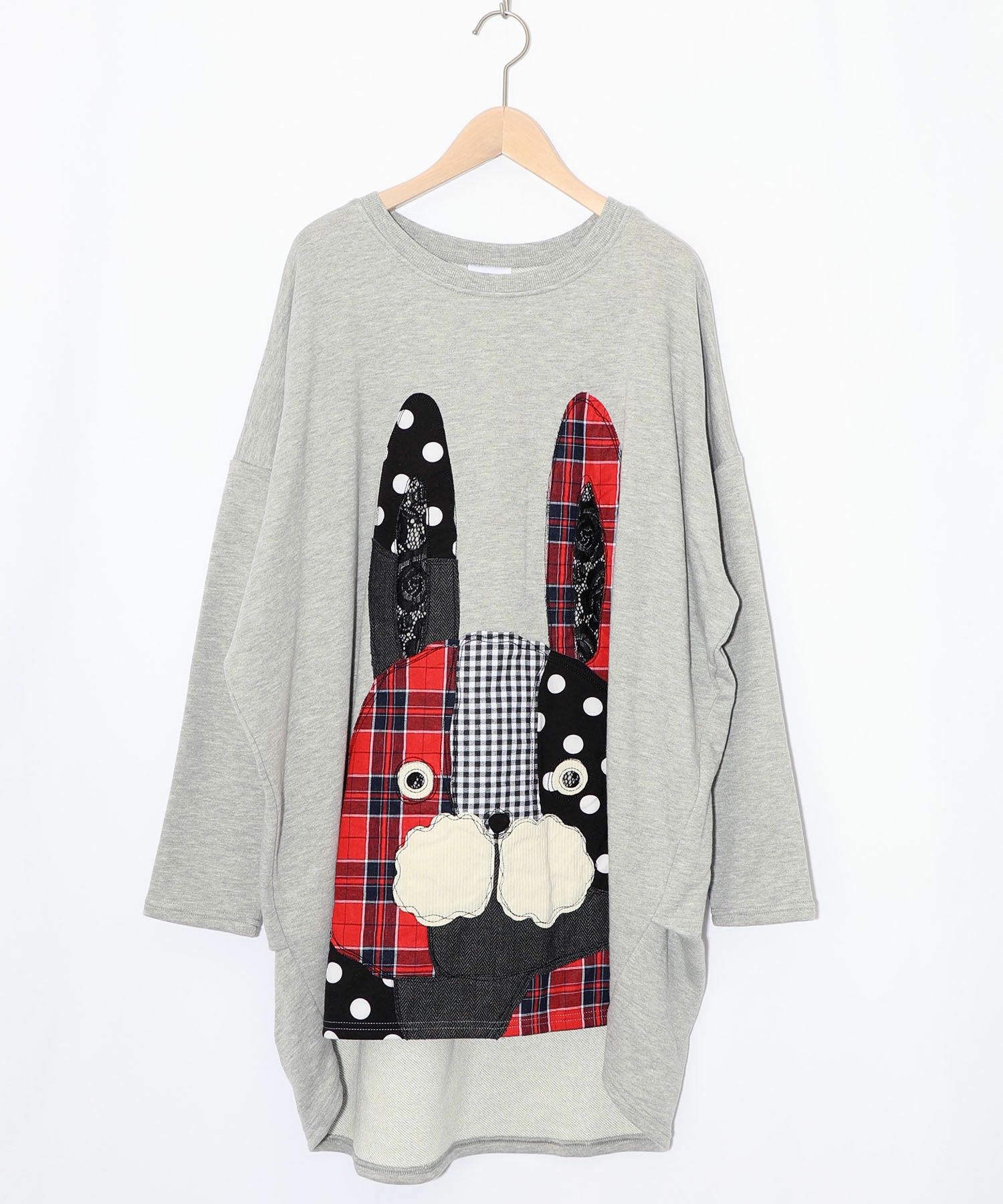 パッチワークラビルアップリケ裏毛プルオーバー-9