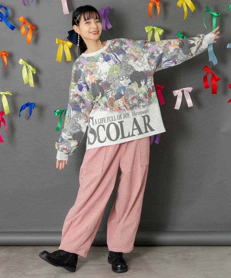 スカラーと女の子がいっぱい裏毛プルオーバー-2