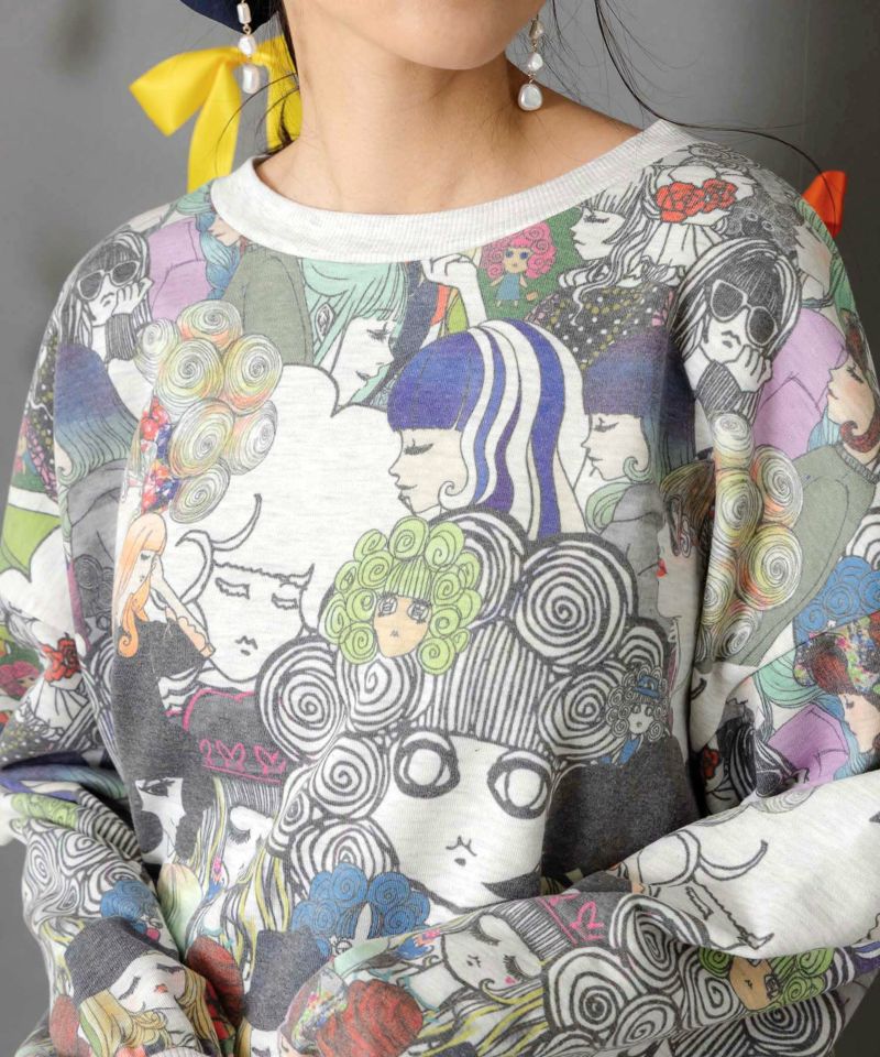 スカラーと女の子がいっぱい裏毛プルオーバー-7