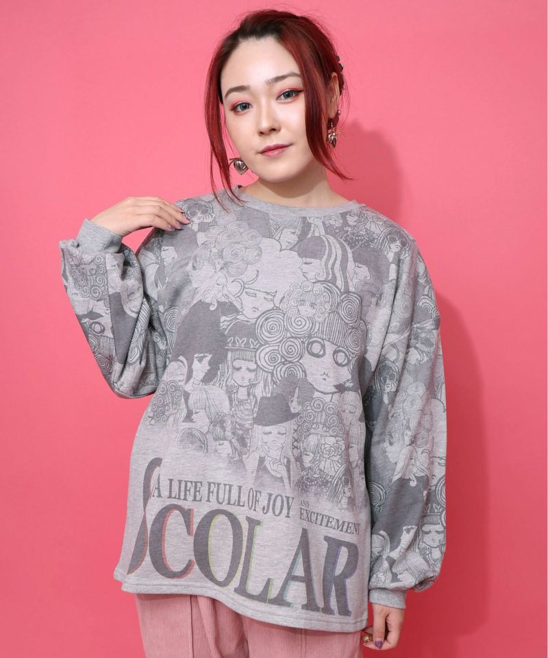 スカラーと女の子がいっぱい裏毛プルオーバー-9