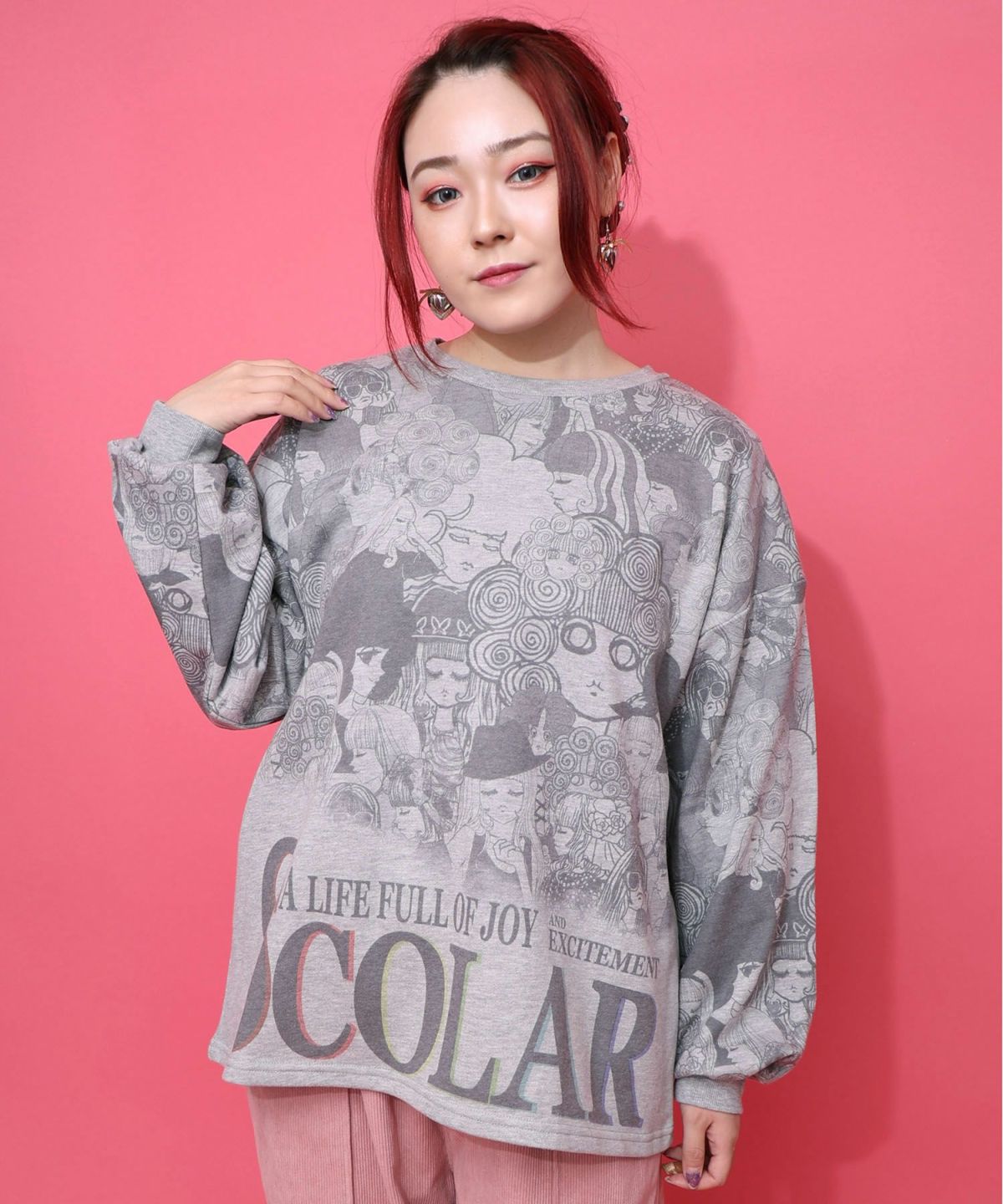 スカラーと女の子がいっぱい裏毛プルオーバー-9