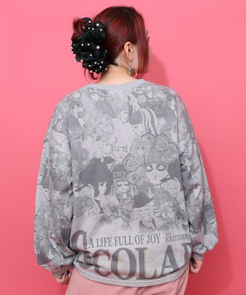 スカラーと女の子がいっぱい裏毛プルオーバー-13