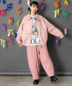 153771：ネコ刺繍フェイクレザー×裏地ブルゾンの通販-ScoLar