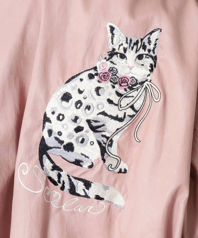 新品scalarネコ柄刺繍ブルゾン ScoLar（スカラー） セール 新作 ウエア ネコ柄 おしゃれネコ刺繍 2