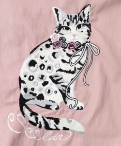 ネコ刺繍フェイクレザー×裏毛ブルゾン-20