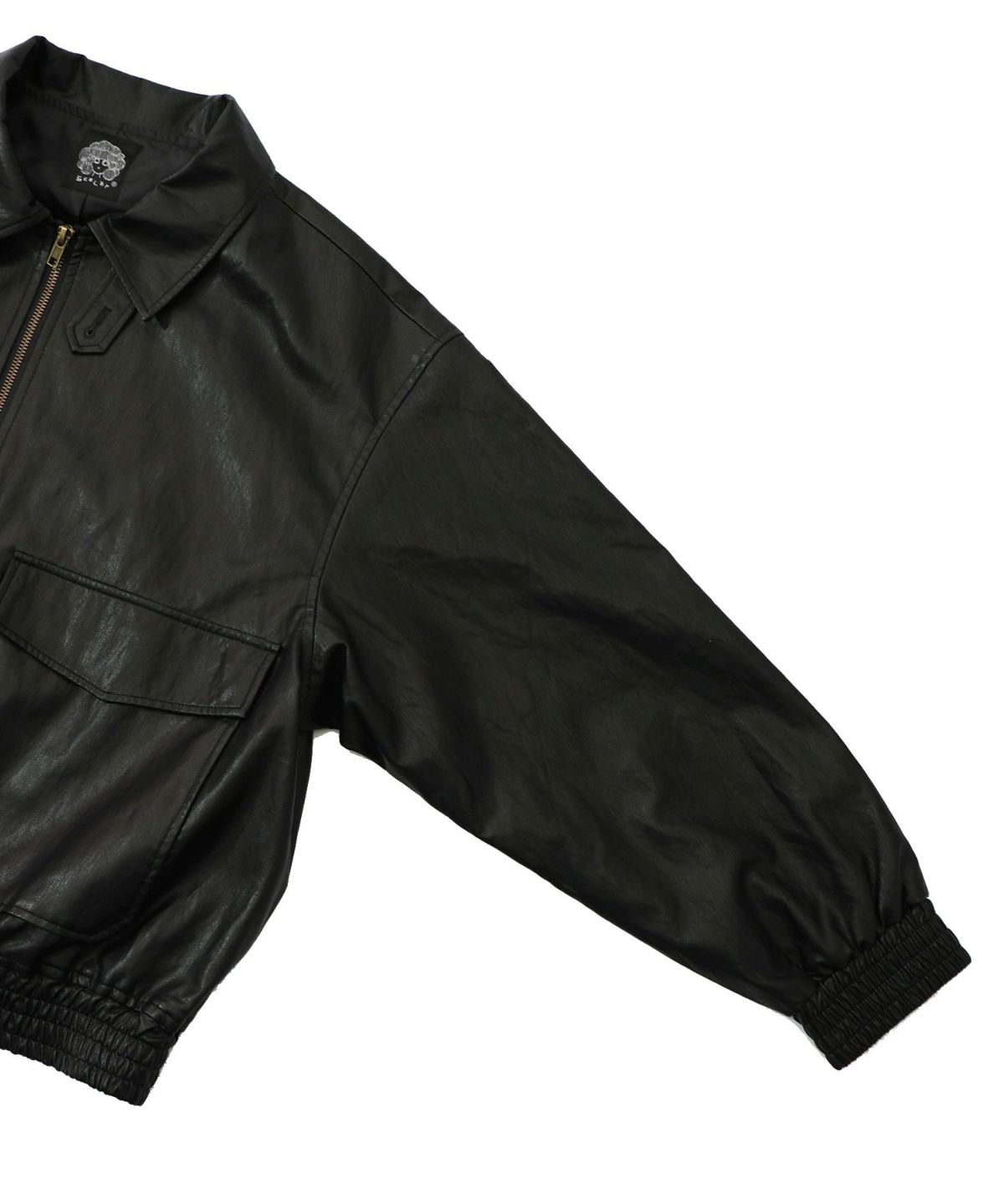 ネコ刺繍フェイクレザー×裏毛ブルゾン-22