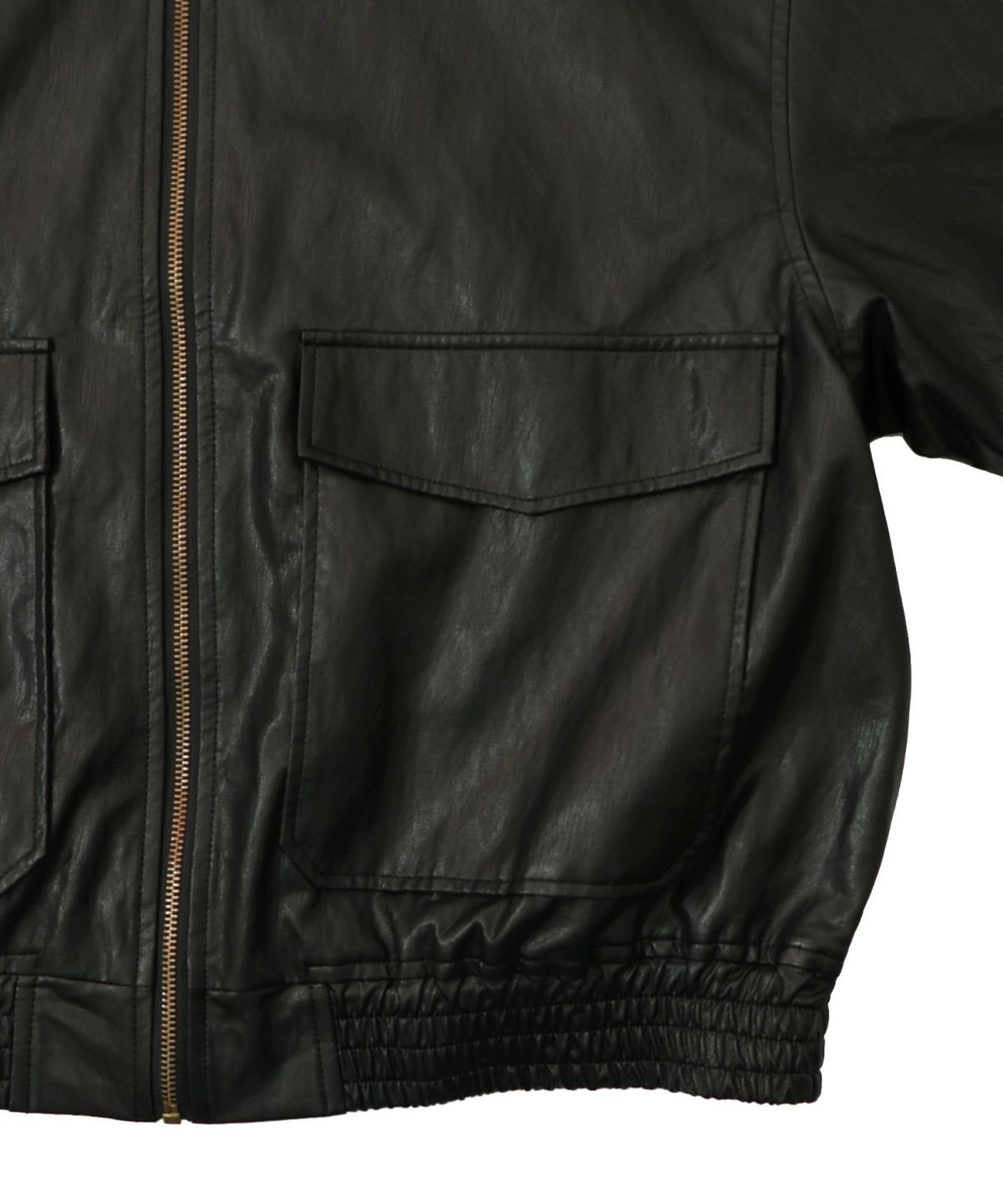 ネコ刺繍フェイクレザー×裏毛ブルゾン-23