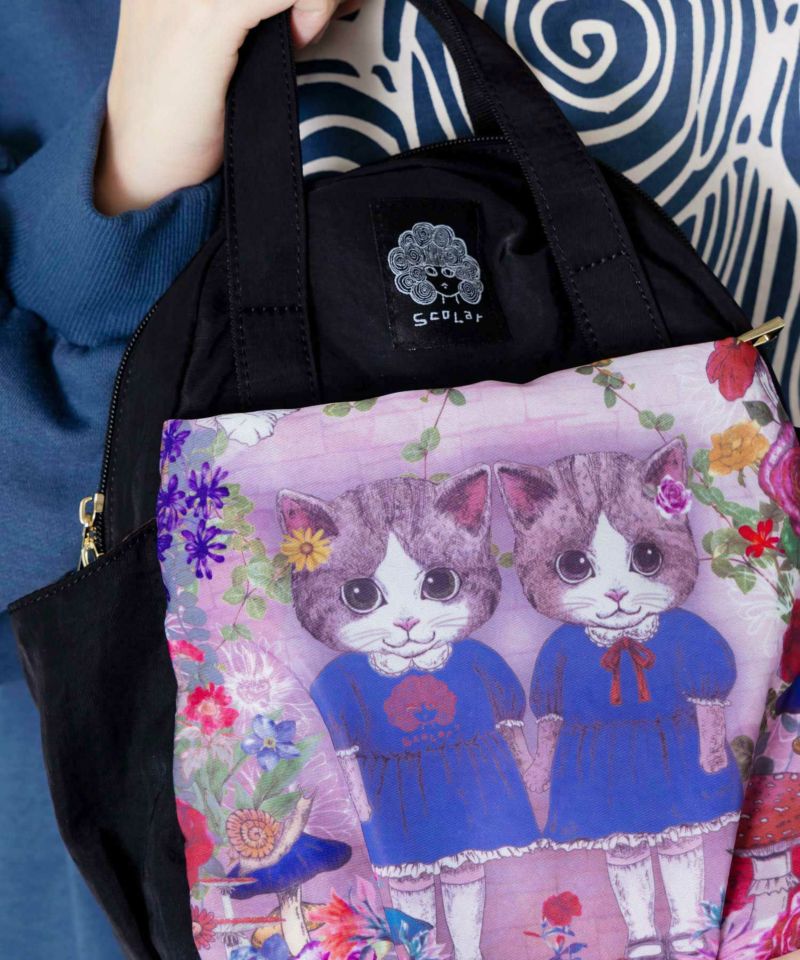 653444：ネコ姉妹の秘密の花園柄 2wayミニリュックの通販-ScoLar