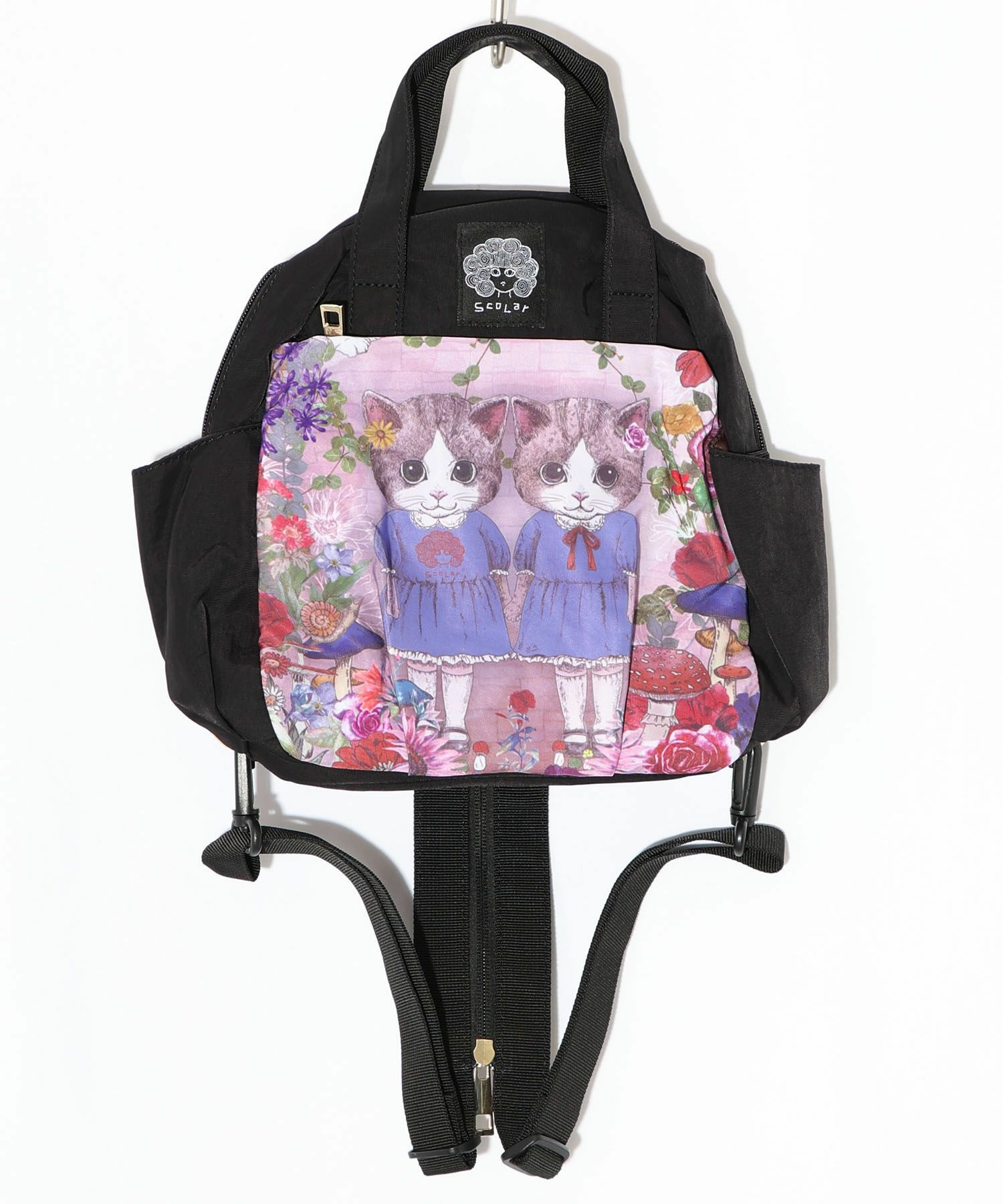 ネコ姉妹の秘密の花園柄 2wayミニリュック-8