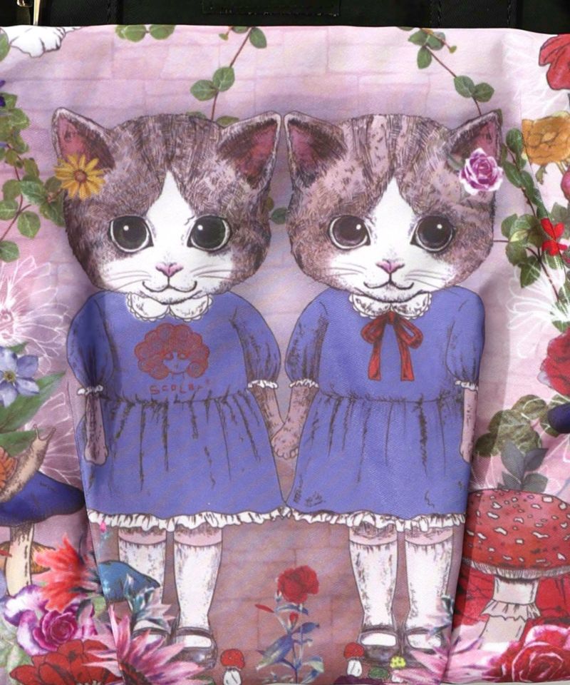 653444：ネコ姉妹の秘密の花園柄 2wayミニリュックの通販-ScoLar