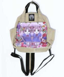 ネコ姉妹の秘密の花園柄 2wayミニリュック-11