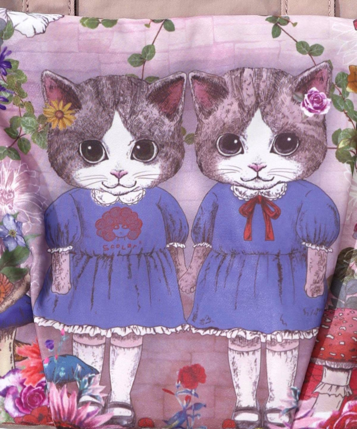 ネコ姉妹の秘密の花園柄 2wayミニリュック-16
