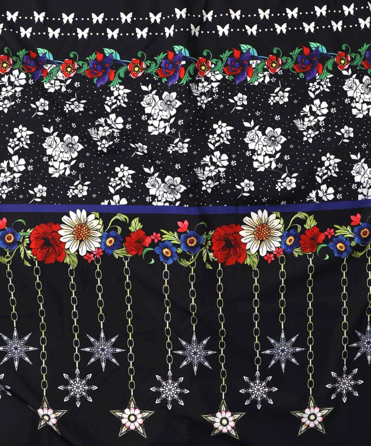 冬のオーナメント×花柄 前開きワンピース-10