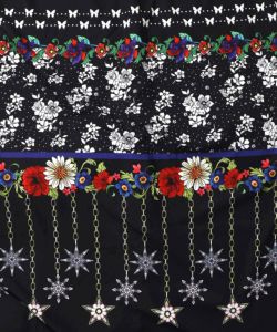 冬のオーナメント×花柄 前開きワンピース-10