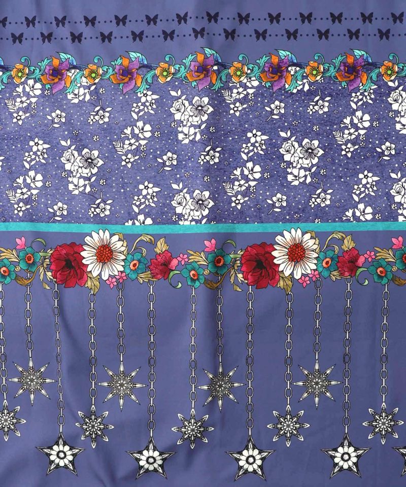 冬のオーナメント×花柄 前開きワンピース-12