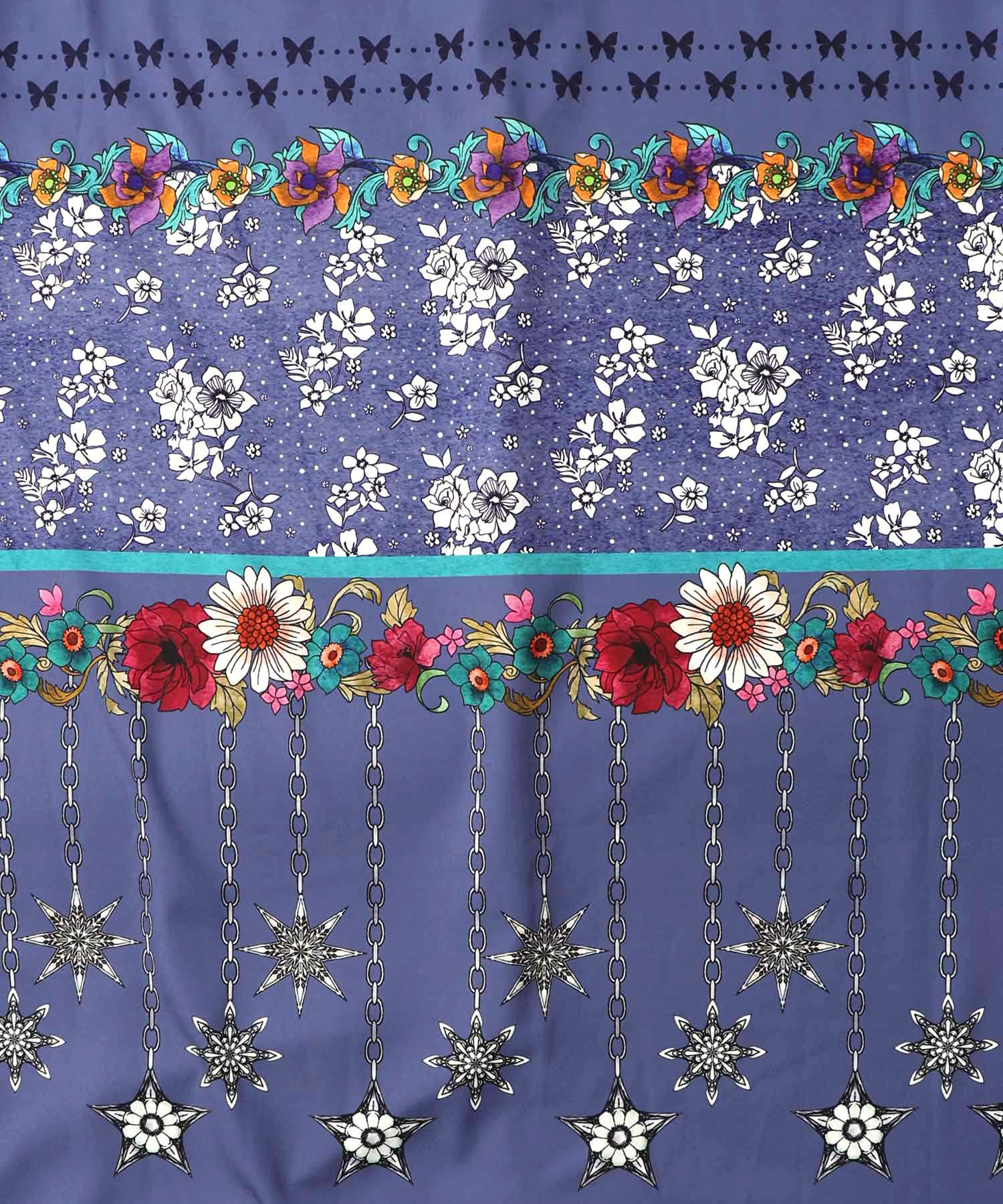 冬のオーナメント×花柄 前開きワンピース-12