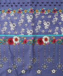 冬のオーナメント×花柄 前開きワンピース-12