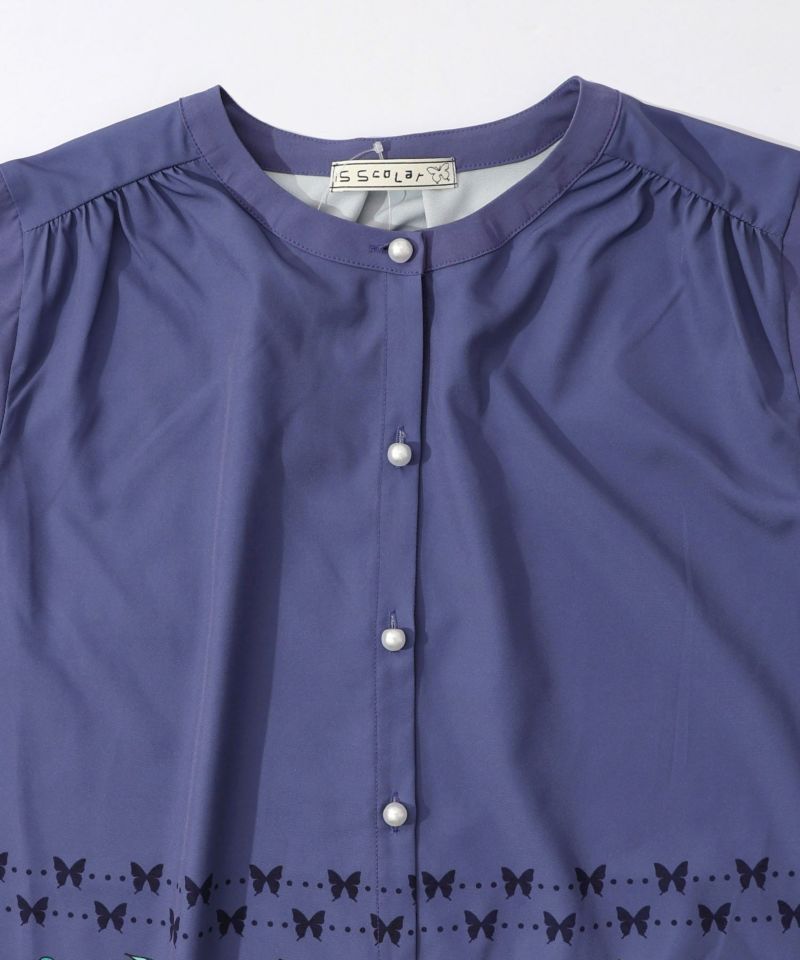 冬のオーナメント×花柄 前開きワンピース-13