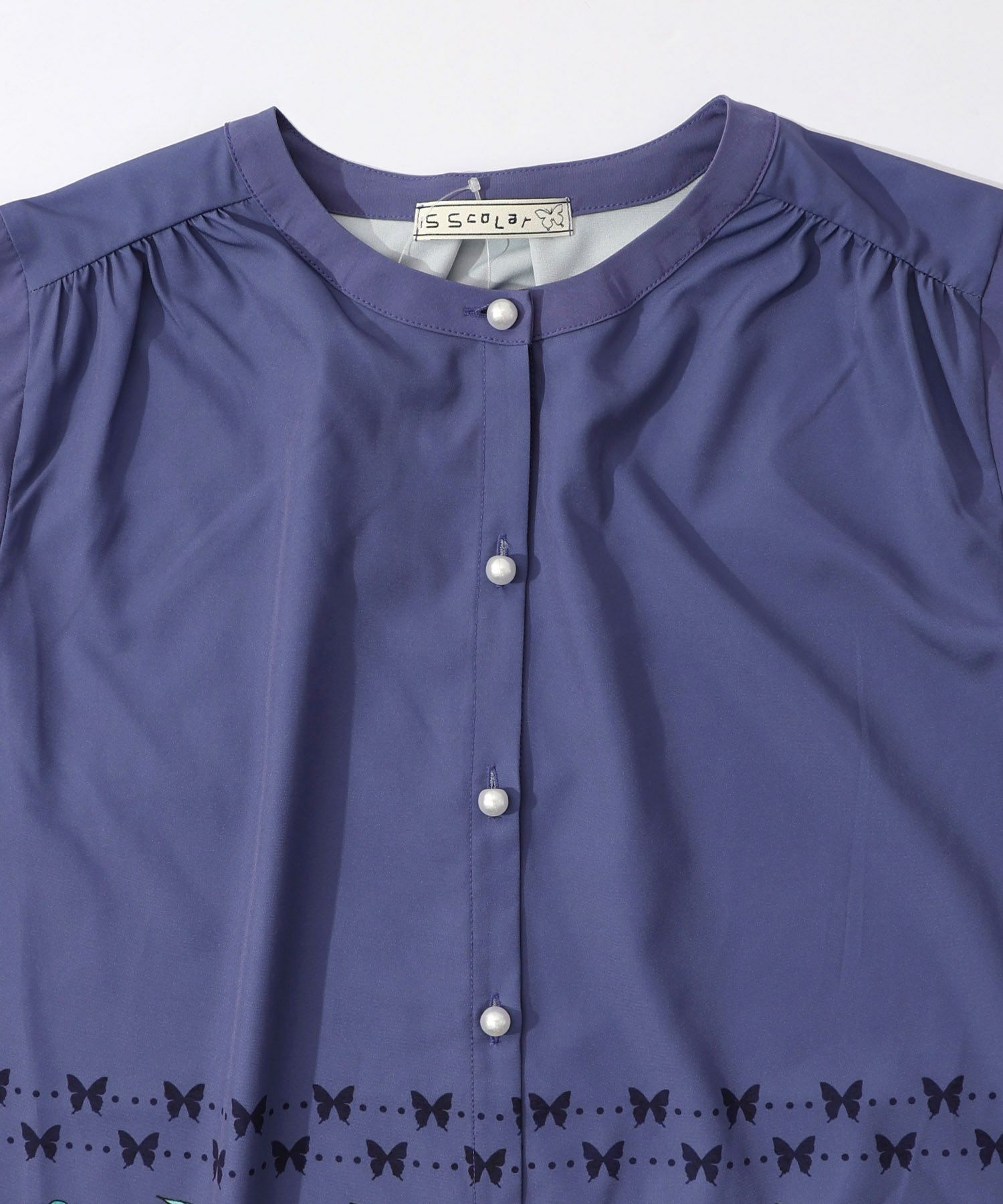 冬のオーナメント×花柄 前開きワンピース-13