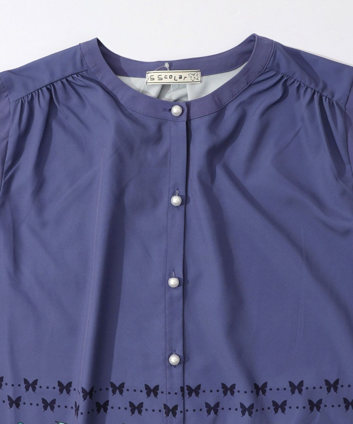 冬のオーナメント×花柄 前開きワンピース-13