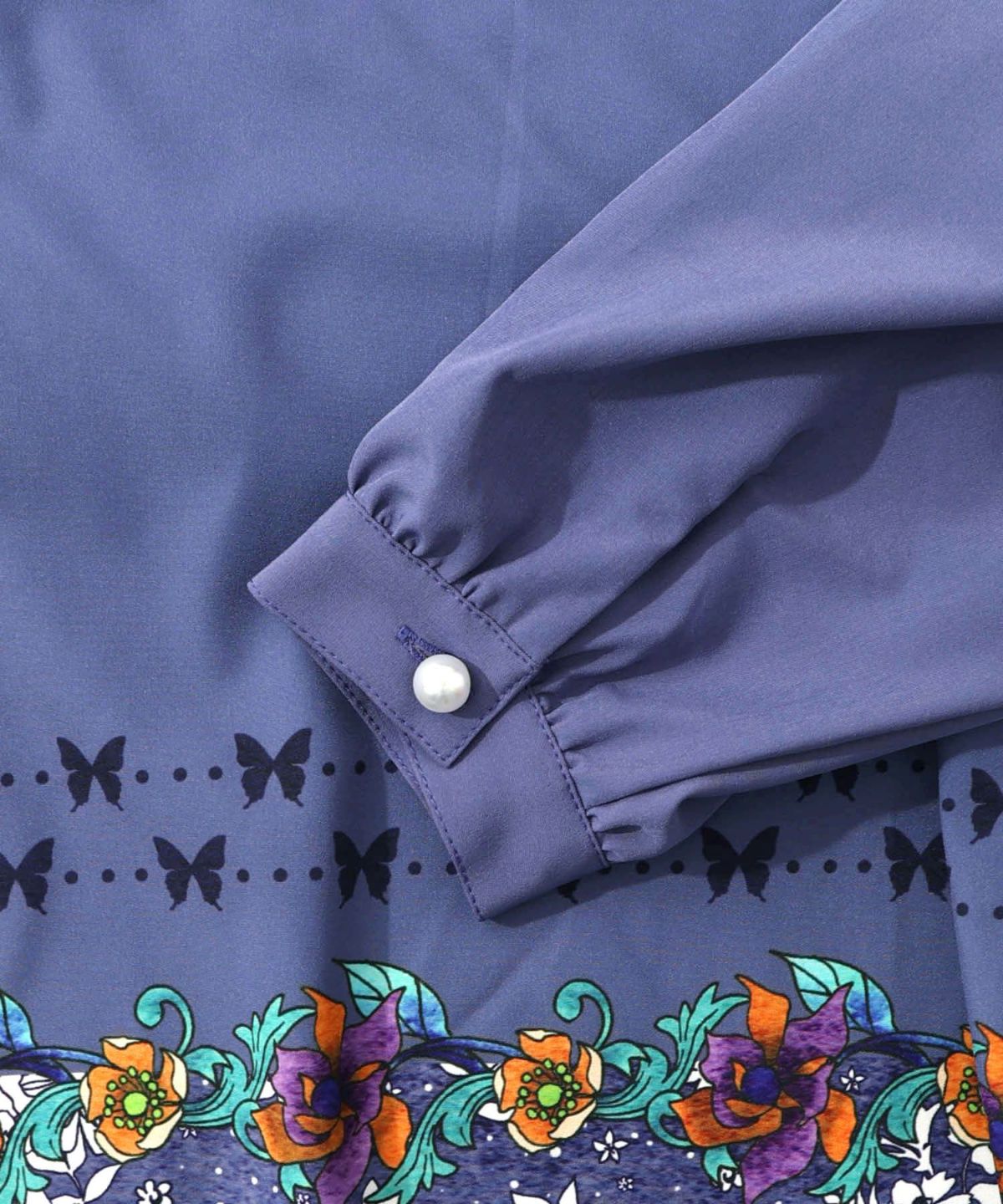 冬のオーナメント×花柄 前開きワンピース-15