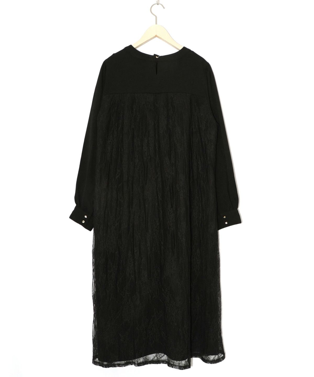 ガーデンティーパーティ柄 布帛×チュールレースワンピース-13