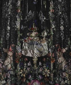 ガーデンティーパーティ柄 布帛×チュールレースワンピース-14