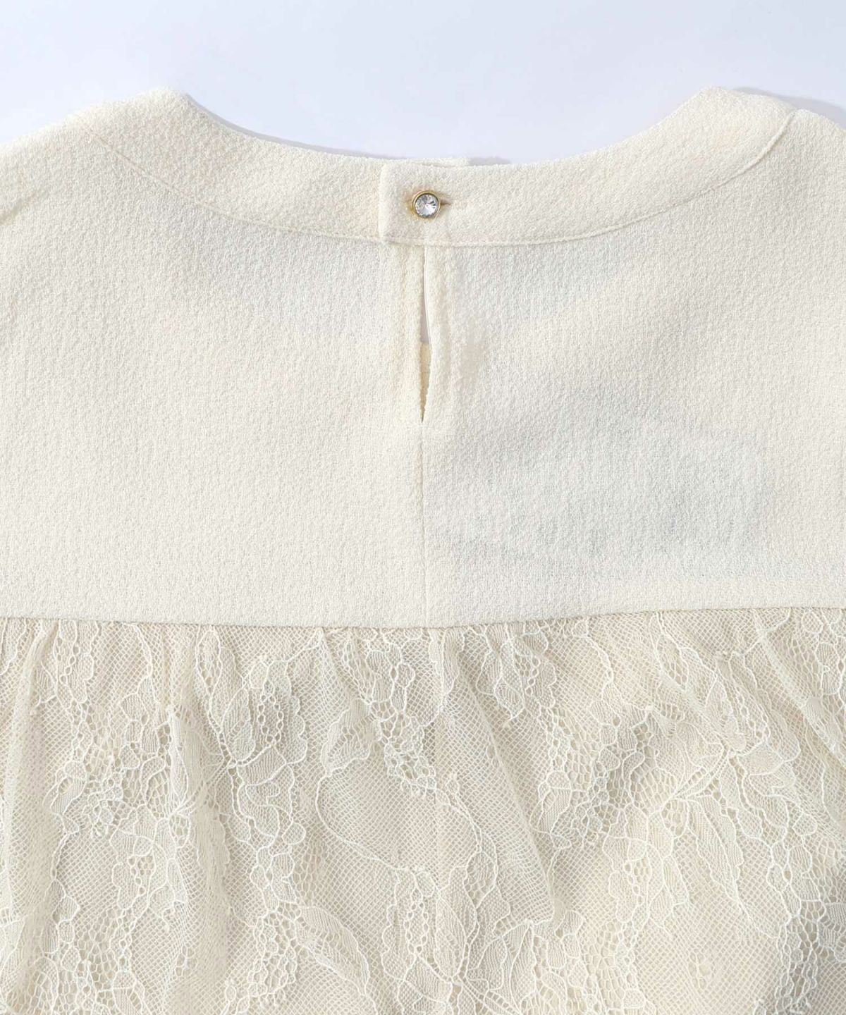 ガーデンティーパーティ柄 布帛×チュールレースワンピース-16