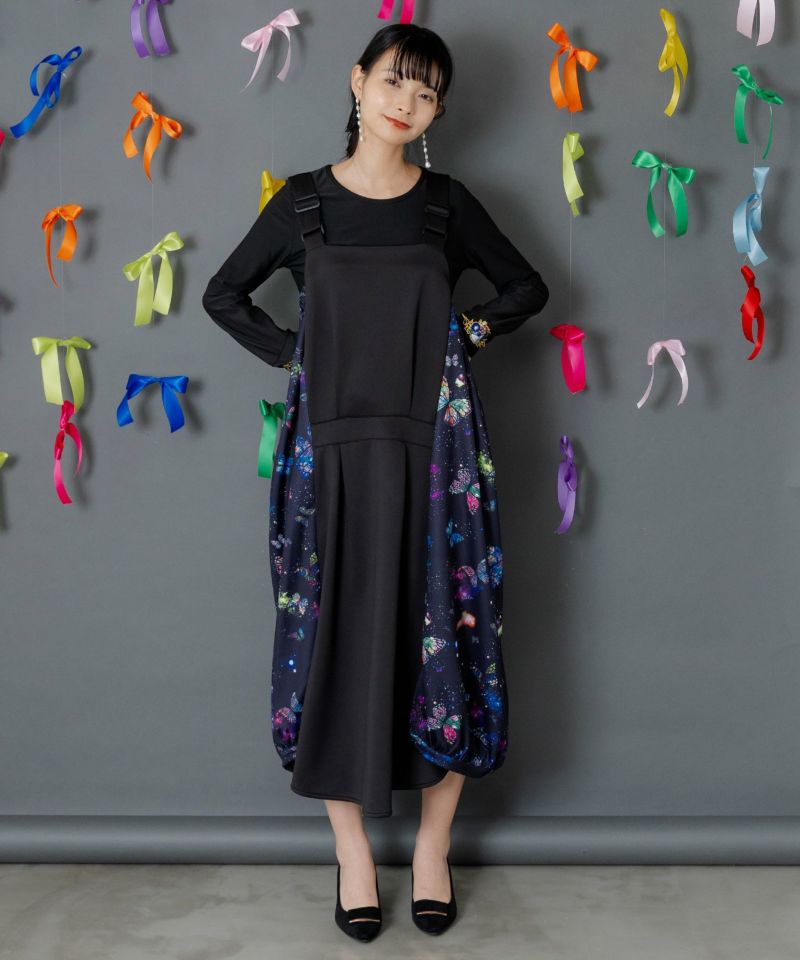 宇宙蝶柄×ジャージ生地 ジャンパースカート-2