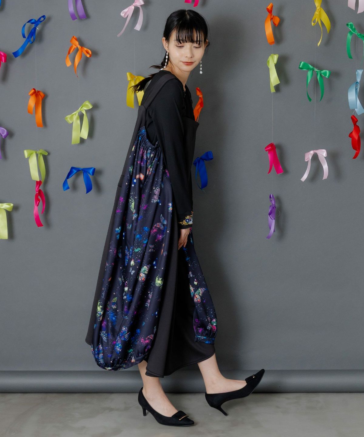 宇宙蝶柄×ジャージ生地 ジャンパースカート-4