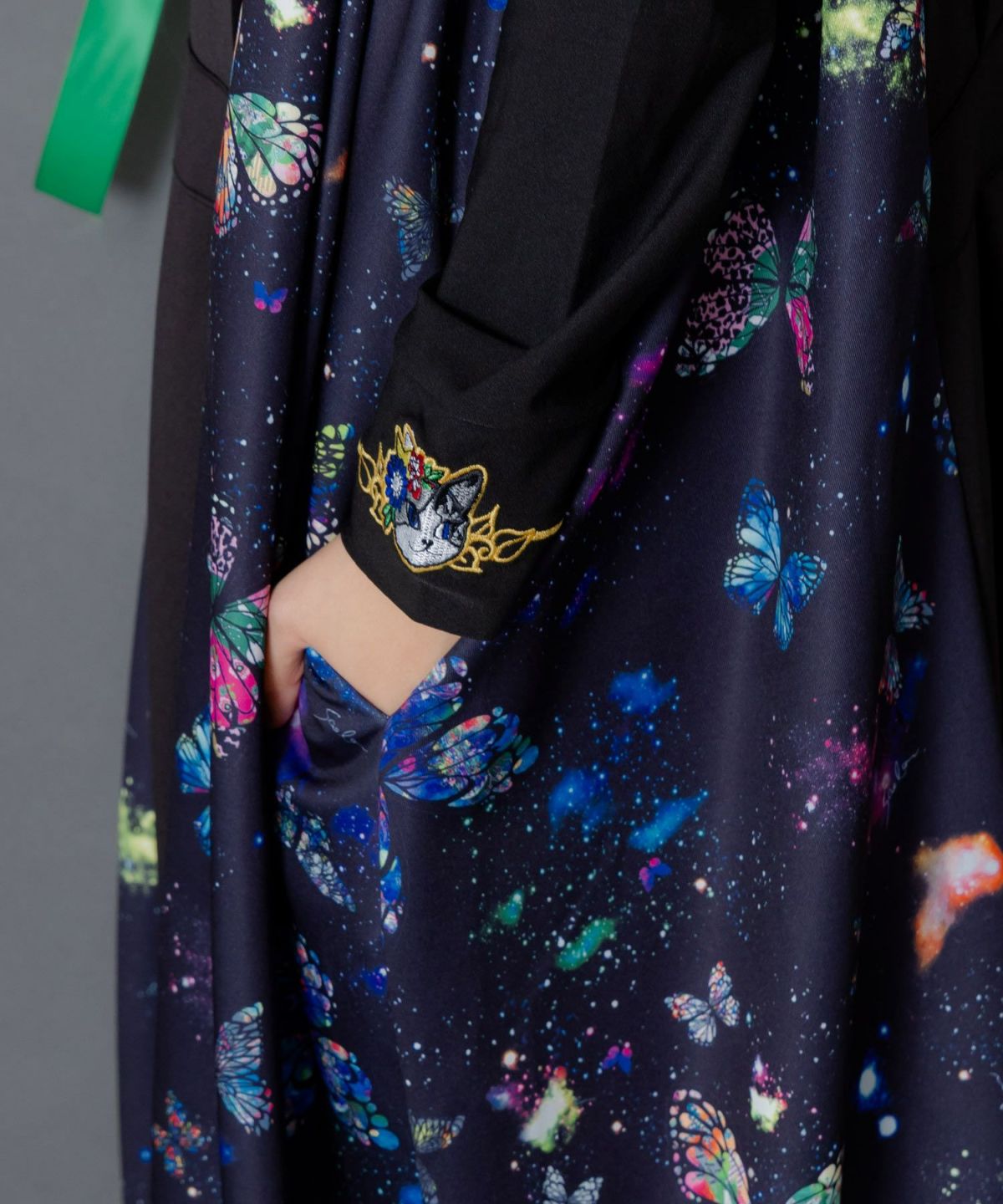宇宙蝶柄×ジャージ生地 ジャンパースカート-5