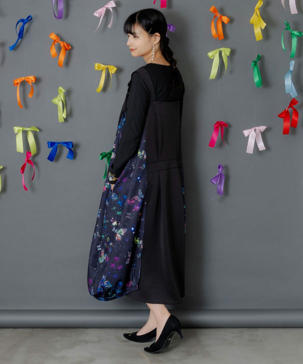 宇宙蝶柄×ジャージ生地 ジャンパースカート-8