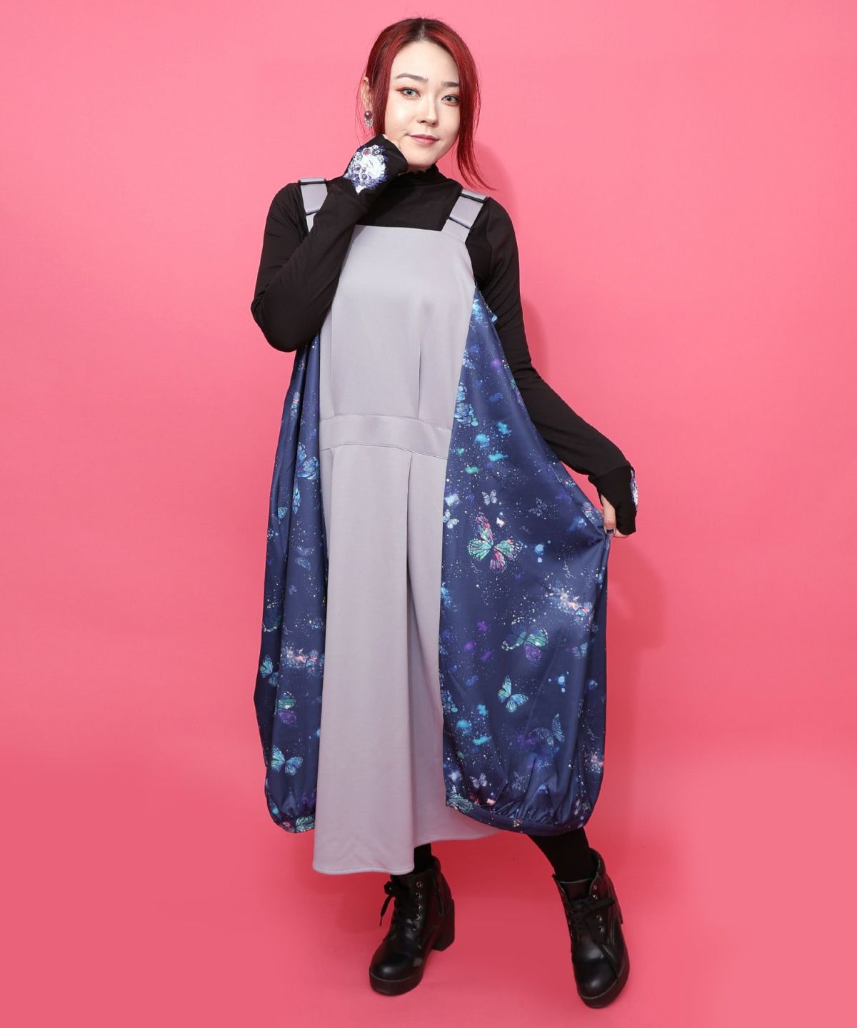 宇宙蝶柄×ジャージ生地 ジャンパースカート-10