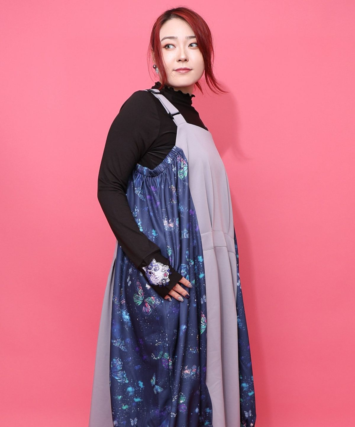 宇宙蝶柄×ジャージ生地 ジャンパースカート-12