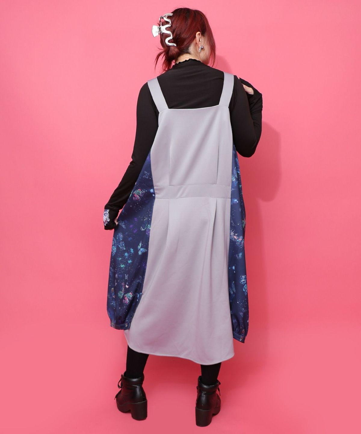 宇宙蝶柄×ジャージ生地 ジャンパースカート-15