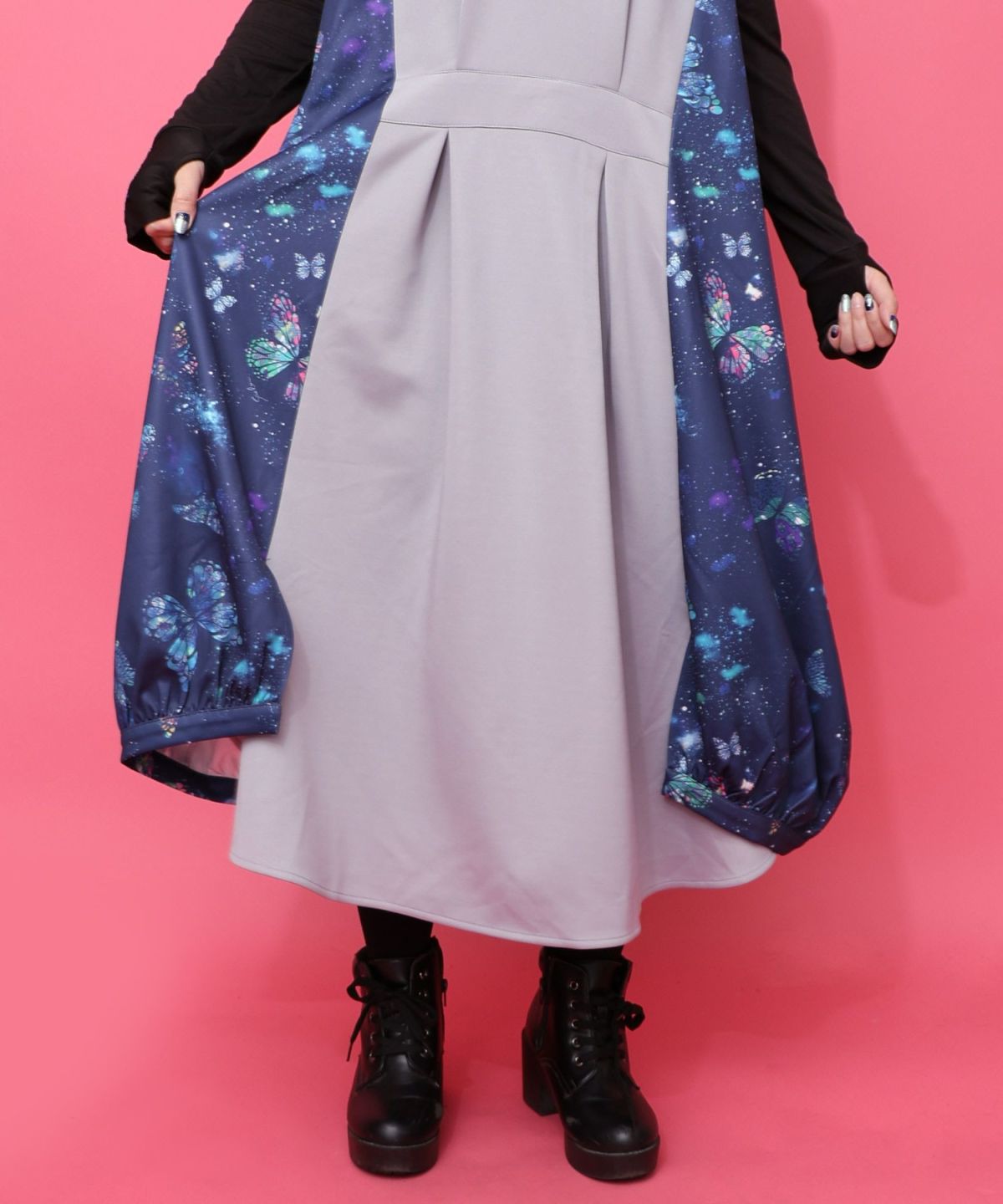 宇宙蝶柄×ジャージ生地 ジャンパースカート-16